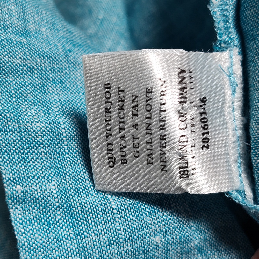 Island Company 100% linen blue shell kimono tunic coverup top M - Picture 9 of 10